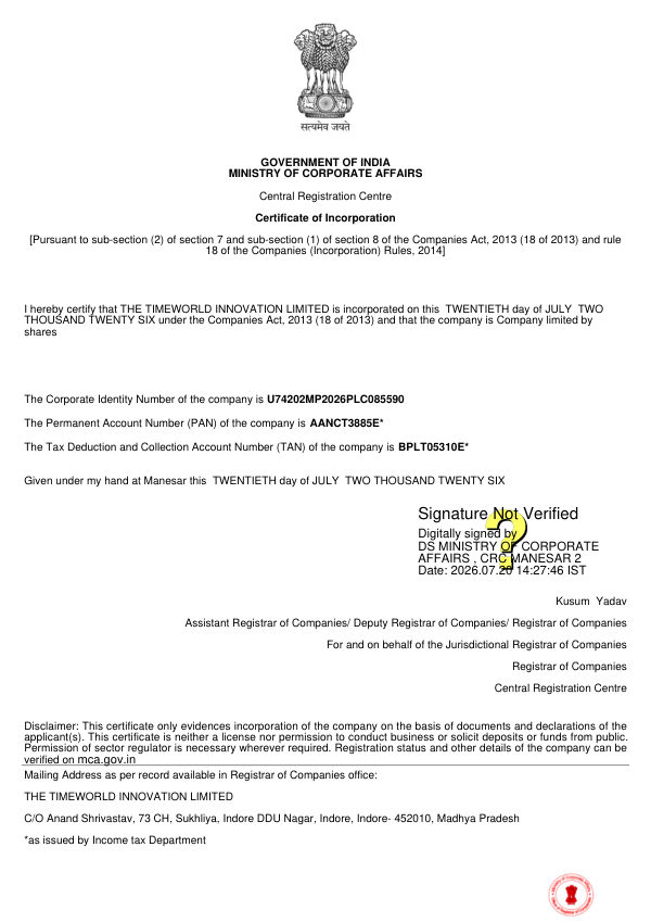 Certificate of Incorporation