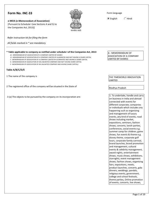 Memorandum of Association